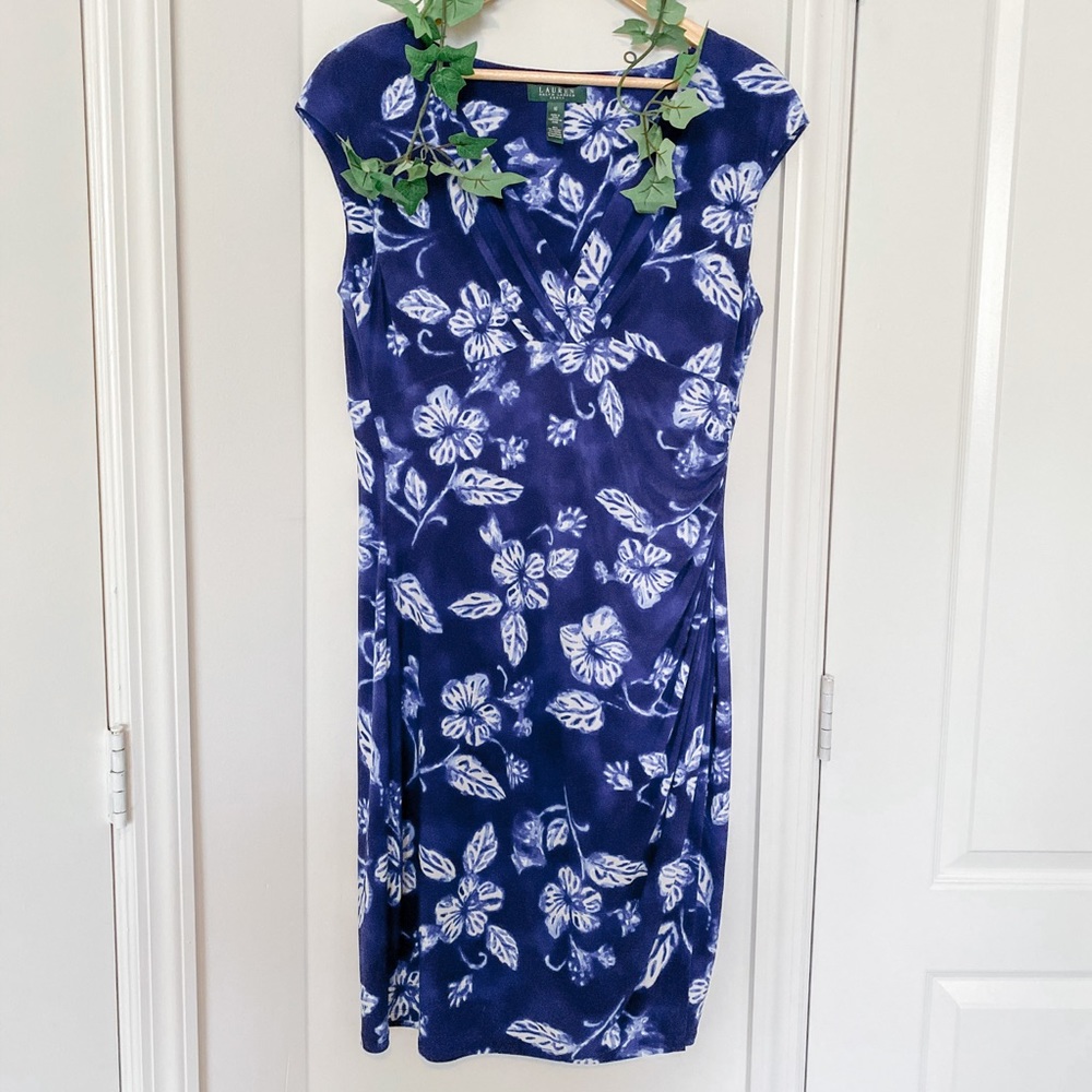 Blue Tropical Lauren Ralph Lauren Dress Size 16